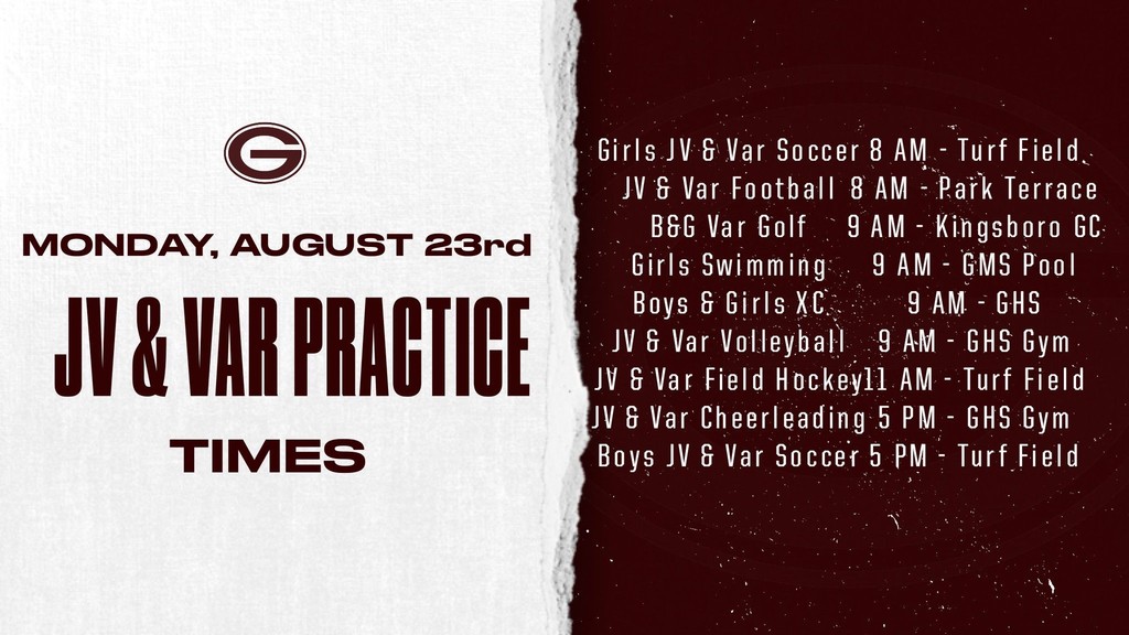 JV and Varsity Fall Sports Practices will start on Monday, August 23rd.
