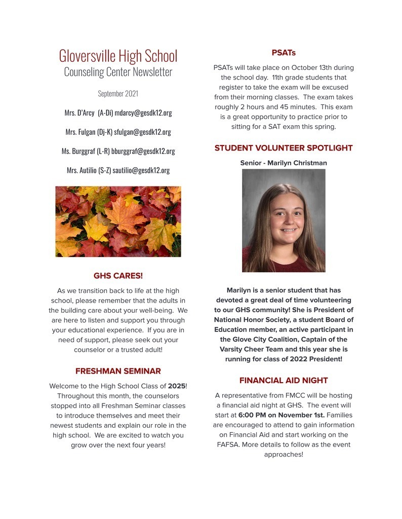 Counseling Center - September Newsletter
