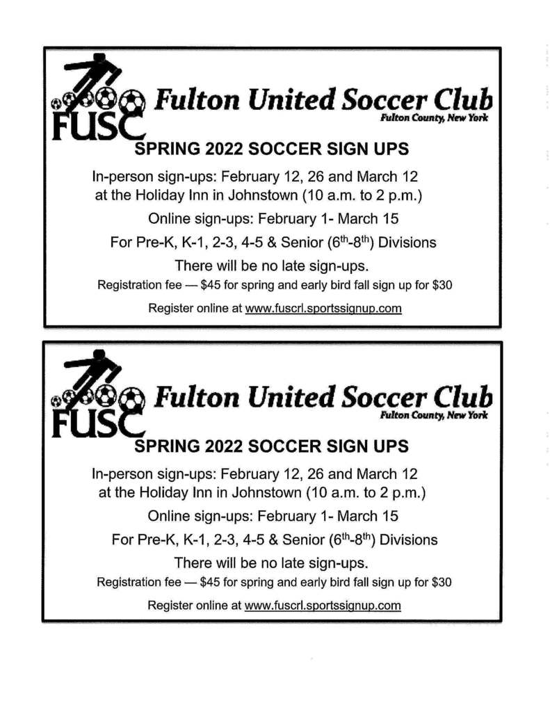 Fulton United Soccer Club Sign-ups.