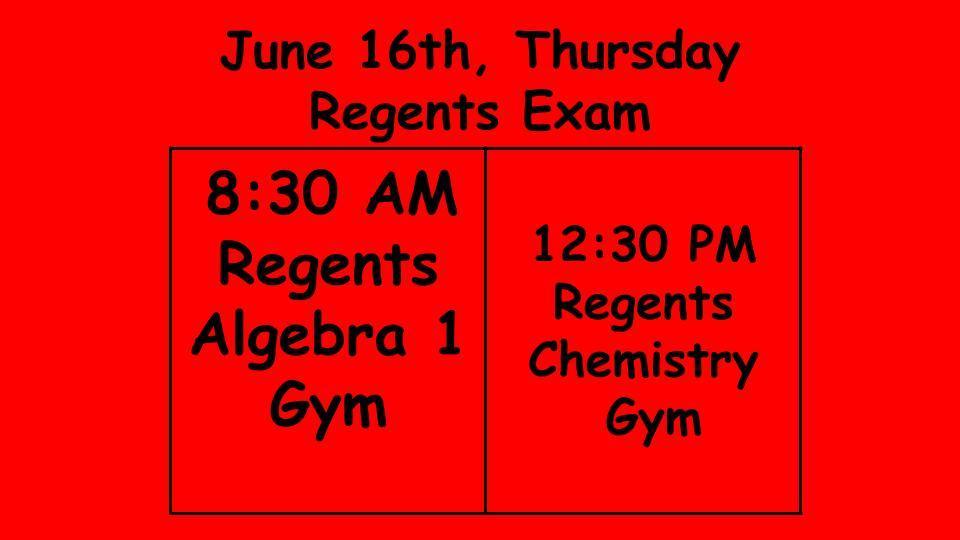 Thursday Regents exams