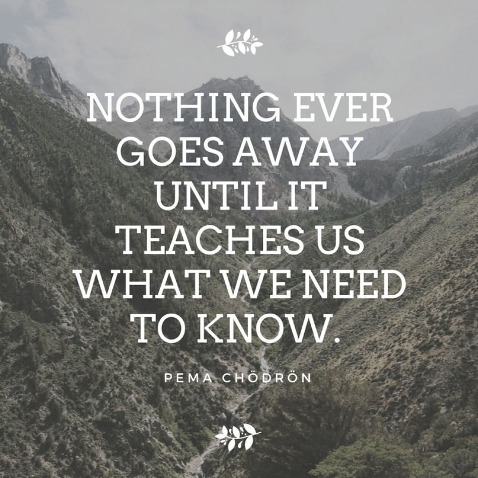 Nothing ever goes away until it teaches us what we need to know